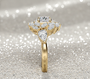 Anillo de Compromiso Stonewels de Oro de 14K con Diamante Cultivado en Laboratorio, Engaste de Puntas, Doble Halo Marquise, Certificado para Novia - Product Image 3