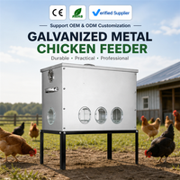 Station d'alimentation amovible pour volailles JH-Mech, sans gaspillage, 40 lb, 6 ports, grande capacité, mangeoire et abreuvoir en métal galvanisé pour poulets