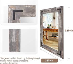 Rustic Wooden Framed Wall <b>Mirror</b> for Bathroom Farmhouse Wall Decor - Product Image 3