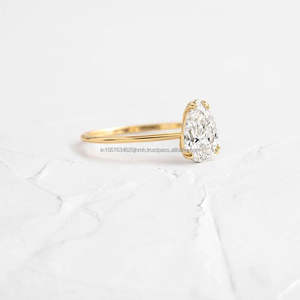 IGI/GIA Lab Grown Cut Diamond <b>Vintage</b> 14k Yellow Wedding/Engagement <b>Ring</b> Unisex Fine White <b>Gold</b> for Anniversary Party-Worthy - Product Image 2