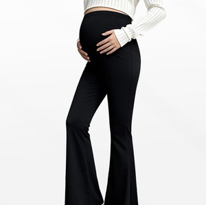 Adjustable Waist Maternity <b>Leggings</b> Pregnancy Women Yoga Fitness Gym Sporty Wide Leg <b>Flare</b> Stack Maternity Yoga Pants Breathable - Product Image 3