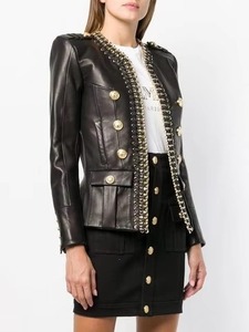 Custom Style Formal Spike Stud Waterproof Windproof Eco-Friendly Reversible Bomber Motorcycle Biker Genuine Leather <b>Jackets</b> Men - Product Image 4