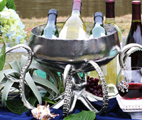 Seau à glace artisanal de luxe classique en forme de pieuvre pour eau froide, refroidisseur à vin en alliage d'aluminium, 16 pouces, pour fêtes, capacité 3L, métal personnalisé