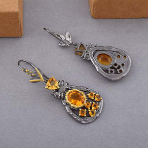 ต่างหูเงินแท้ 925 ประดับพลอยซิทรินธรรมชาติ ดีไซน์ใหม่มาแรงปี 2026 สำหรับผู้หญิง ขายส่ง - Product Image 2