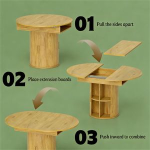 Tavolo da Pranzo in Stile Rustico Naturale con Scaffale Portaoggetti per Soggiorno (Solo Tavolo) - Product Image 2