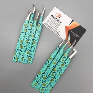Pinzas de extensión de pestañas de acero inoxidable con logotipo personalizado de alta calidad recubiertas de papel para uso profesional punta puntiaguda - Product Image 6
