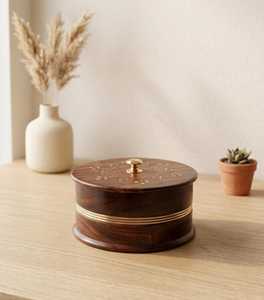 HeritageGrain <b>Enamel</b> <b>Bowl</b> Premium Artisan Wooden Printed Serving <b>Bowl</b> for Fruits, Salad, Snacks, Desserts & Tabletop Décor - Product Image 1