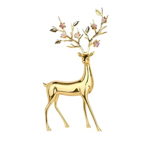 <b>Light</b> Luxury Natural Purple Crystal Stone Brass Sika Deer Art Deco Modern Ornaments Living Room TV Cabinet Christmas Decoration - Product Image 4