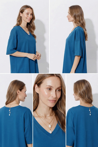 T-shirt col en V oversize pour femme, manches courtes, respirant, pour le jogging quotidien, tee-shirt de sport oversize, t-shirts décontractés pour femmes - Product Image 6