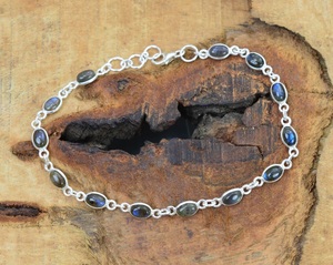 Bracelet réglable en argent sterling 925 avec labradorite bleue, 7-8 pouces, bijoux faits à la main - Product Image 4
