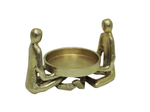 Portavelas de Aluminio Dorado con Diseño Abstracto de Figuras Humanas, Centro de Mesa Decorativo, Soporte Artístico Único para Velas de Té - Product Image 3