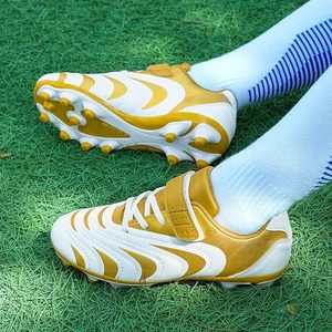 Hot Men's <b>Boots</b> White and Gold Synthetic Football Cleats with Rubber Outsole for Outdoor Sports Sneakers Customised Soccer Shoes - Product Image 1