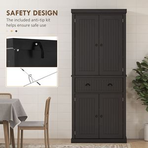 Armadio dispensa da cucina autoportante alto 183 cm con ante a cassetto nere e ripiani contenitore - Product Image 6