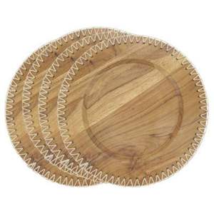 Assiette de présentation ronde en bois d'acacia naturel fait main, bord festonné, pour décoration de mariage, événements et vaisselle de fête, 13 pouces - Product Image 3