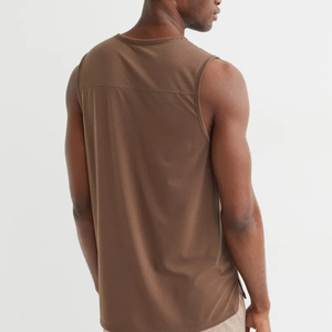 Wholesale Custom Cotton Solid <b>Stringer</b> Gym <b>Vest</b> Fitness Singlet Workout Muscle Bodybuilding <b>Men's</b> Tank Top with Button Diamonds - Product Image 3