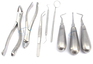 Ensemble d'instruments chirurgicaux dentaires en acier inoxydable, poignée ergonomique, outils manuels, classe I, plateau bleu, certifié CE - Product Image 5