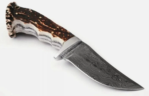 มีดล่าสัตว์เหล็กดามัสกัสทำมือแบบกำหนดเอง LEGACY BLADES ด้ามจับทำจากเขากวาง มีดสำหรับตั้งแคมป์กลางแจ้ง โรงงาน OEM ขายส่ง - Product Image 2