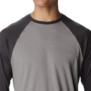 T-shirt à manches longues raglan gris et noir pour homme, col rond, décontracté, coupe oversize, 100 % coton, couleur unie, anti-plis - Product Image 6
