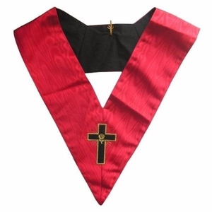 18th Degree Scottish Rite Collar Pink Moire Latin Cross Knight of the Rose Croix Collar Masonic Collar Scottish Rite Regalia - Product Image 5