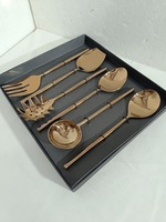Juego de Servir de Acero Inoxidable Dorado de Lujo, Cuchillo y Espátula para Pastel Ecológicos y Modernos en Caja de Presentación para Banquetes y Fiestas