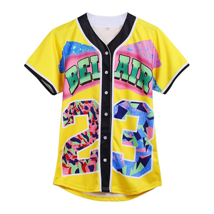 Yellow Neon Fresh Prince Inspired Baseball Jersey Breathable Mesh Fabric <b>For</b> Summer Comfort <b>Hip</b> Hop Streetwear - Product Image 1