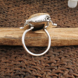 Bague en corail fossile naturel, argent sterling 925, pierre précieuse en corail agatisé, motif floral, bijoux en pierre pour femme, cadeau, vente en gros - Product Image 2