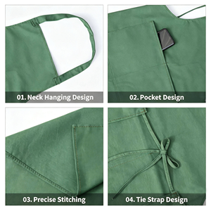 Wholesale Chef <b>Aprons</b> Custom Cotton <b>Kitchen</b> <b>Apron</b> with Adjustable Neck Strap and Front Pockets OEM Manufacturer - Product Image 6