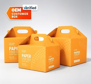 OEM ODM Custom Printed Pastry Packaging <b>Boxes</b> with Portable Handle for Bakery Products - Product Image 1