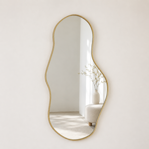 Gold Irregular Full Length Wall Mirror Modern Organic Shape Metal Frame Decorative Mirror for Bedroom Living Room House Decor - Product Image 3