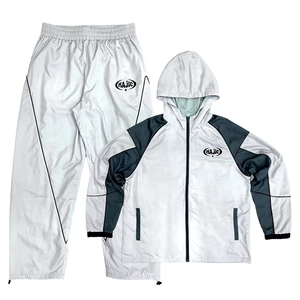 TRADE IN MFG Chándal Unisex Blanco con Capucha, Estilo Deportivo, Secado Rápido, Poliéster, Primavera, Adulto, Corte Regular, Bolsillos Laterales con Cremallera - Product Image 1