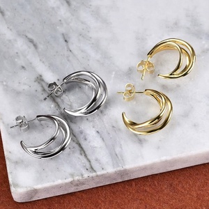 Pendientes de Aro Minimalistas de Oro Sólido de 14K con Perlas de Agua Dulce, Diseño Geométrico, Certificados por IGI, Unisex, para Uso Diario, Regalo para Fiestas - Product Image 3