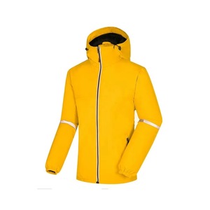 Chaqueta cortavientos ligera impermeable con capucha para hombre, negra, azul, roja, amarilla, azul marino, reflectante, deportiva, con cremallera. - Product Image 5