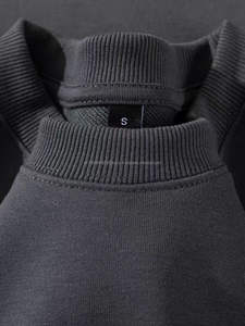 Sudadera con capucha de color sólido de peso pesado de 350gsm para hombre gris oscuro otoño Sudadera de cuello redondo de gran tamaño unisex - Product Image 3