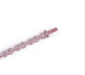 Rose Gold Plated Chain Link <b>Bracelet</b> With Pave <b>Crystal</b> Rhinestones Trendy Unisex Jewelry Gift - Product Image 3