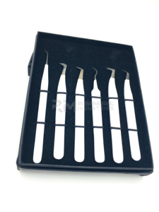 Pince à cils de qualité supérieure, pointe en plasma noir, revêtement en poudre blanche, acier inoxydable, poignée diamantée / Coffret de 5 pièces en boîte cartonnée - Product Image 1