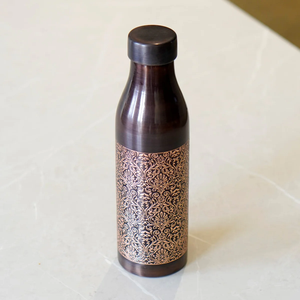 Pure Copper Eco-Friendly Classic Design Handmade Premium Leak Proof Water Bottle Drinking Flask Ayurvedic Wellness Home Travel - Product Image 1