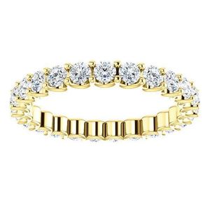 Anillo de Compromiso y Matrimonio de Eternidad Completa con Moissanita de Corte Brillante, Engaste de Garras, Plata de Ley 925 Bañada en Oro, Apilable, para Aniversario - Product Image 2