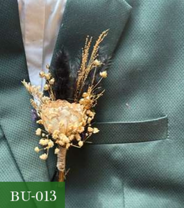 Dried Flower Lapel Boutonniere Floral <b>Buttonhole</b> Gold Tone Floral Accessory for Wedding Party Suit Decor - Product Image 1