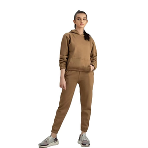 Trendy Women Soft Cotton Fleece 2 Piece Hoodie and Jogger Pants <b>Tracksuit</b> Set with Front Logo Winter Casual Activewear - Product Image 5