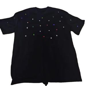 เสื้อยืดโอเวอร์ไซส์ลายกราฟิกประดับเพชรคุณภาพสูงสำหรับผู้ชาย สไตล์หรูหรา ไหล่ตก ดีไซน์เนอร์สตรีทแวร์ โลโก้เพชรแบบกำหนดเอง ขายส่ง - Product Image 4