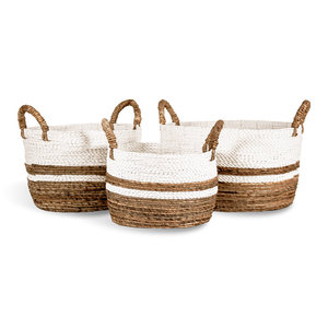Set of 3 <b>Wicker</b> Decorative <b>Baskets</b> Home Decor Organizing Woven Rattan <b>Storage</b> Chic <b>Basket</b> Collection - Product Image 2