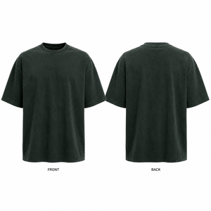 Camiseta de algodón de color sólido extragrande para hombre, cuello redondo, manga corta, estilo casual, tejido de punto. - Product Image 2