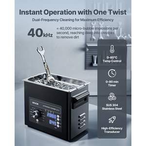 Nettoyeur à ultrasons professionnel 3L avec commande par bouton, panier en acier inoxydable pour le nettoyage des montres, des pièces de monnaie et plus encore, usage commercial - Product Image 2