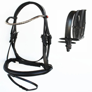 Nueva y Exclusiva Diadema de Cuero Hecha a Mano con Cristales y Pedrería, Estilo Inglés, para Caballo, Personalizable en Color y Tamaño - Cob-Full - Product Image 1