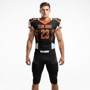 Ensemble d'uniformes de football américain personnalisés sublimés de qualité professionnelle 100 % polyester respirant, maillot et pantalon techniques épais pour le tackle – Édition USA - Product Image 3