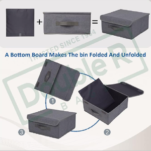 Foldable Fabric Storage Cube <b>Box</b> with Lid Closet Organizer Bin and Carry Handles for Bedroom Wardrobe Shelves and Home - Product Image 6