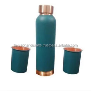 ขวดน้ำทองแดงสุดพิเศษสำหรับเครื่องครัวขวดน้ำทองแดงเคลือบเงามากจากอินเดีย - Product Image 1