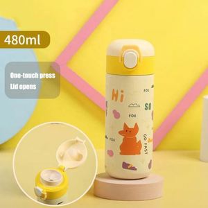 Multicolor 480ml 316 Stainless Steel Pop-Up Lid Vacuum <b>Insulated</b> <b>Mug</b> Cartoon Student Gift <b>Mug</b> - Product Image 3