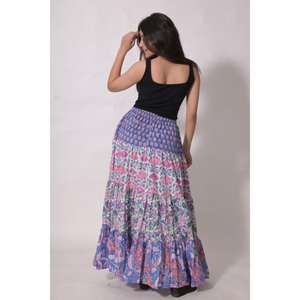 Jupe longue en coton indien imprimé au bloc, jupe maxi bohème à motifs floraux, jupe d'été faite à la main - Product Image 4