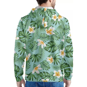 เสื้อฮู้ดดี้ลายดอกไม้เขตร้อนสำหรับผู้ชาย ทรงปกติ น้ำหนักเบา เหมาะสำหรับฤดูร้อน สวมใส่สบาย ระบายอากาศได้ดี ผลิตจากผ้าโพลีเอสเตอร์ถัก - Product Image 5